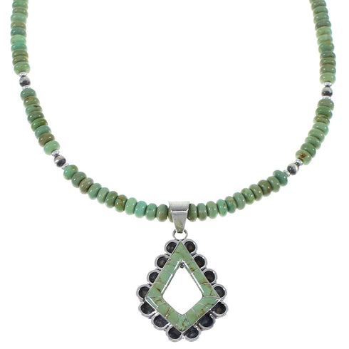 Sterling Silver And Turquoise Inlay Necklace Set EX47617
