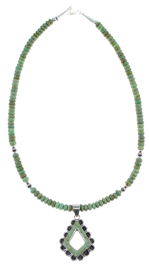 Sterling Silver And Turquoise Inlay Necklace Set EX47617