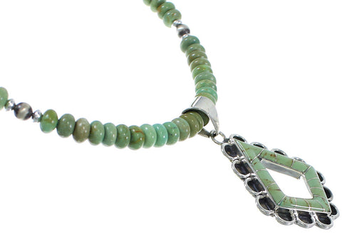 Sterling Silver And Turquoise Inlay Necklace Set EX47617