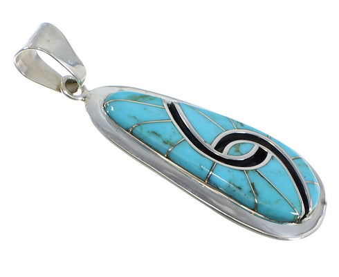 Southwestern Turquoise Inlay Sterling Silver Pendant AX47876