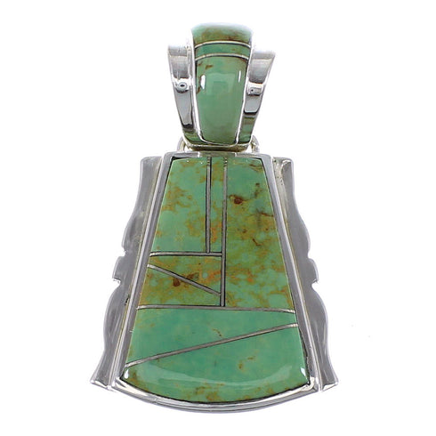 Southwest Authentic Sterling Silver Turquoise Slide Pendant AX47942