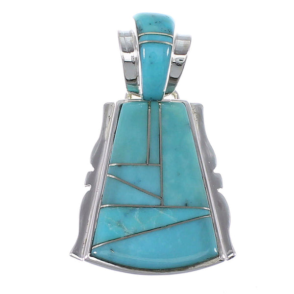 Southwest Silve Turquoise Inlay Slide Pendant AX47962