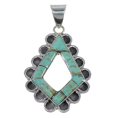 Authentic Sterling Silver And Turquoise Inlay Jewelry Pendant AX48100