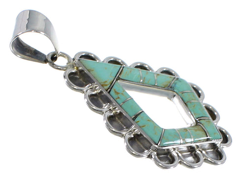 Authentic Sterling Silver And Turquoise Inlay Jewelry Pendant AX48100