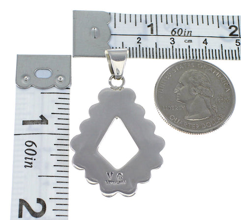 Authentic Sterling Silver And Turquoise Inlay Jewelry Pendant AX48100