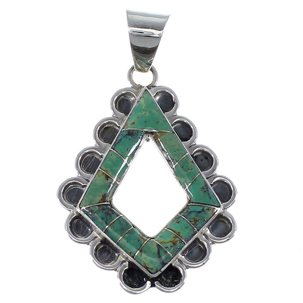 Sterling Silver And Turquoise Inlay Jewelry Pendant AX48103