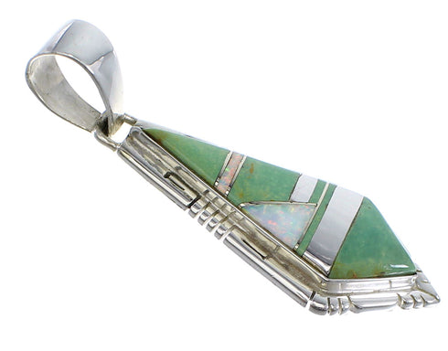 Southwestern Turquoise And Opal Sterling Silver Pendant AX48202