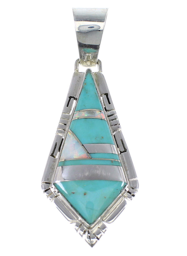 Sterling Silver Turquoise And Opal Inlay Pendant AX48224