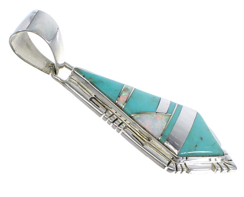 Sterling Silver Turquoise And Opal Inlay Pendant AX48224