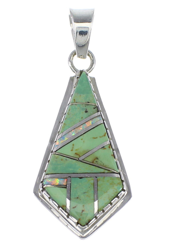 Southwestern Turquoise And Opal Inlay Silver Jewelry Pendant AX48331