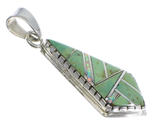 Southwestern Turquoise And Opal Inlay Silver Jewelry Pendant AX48331