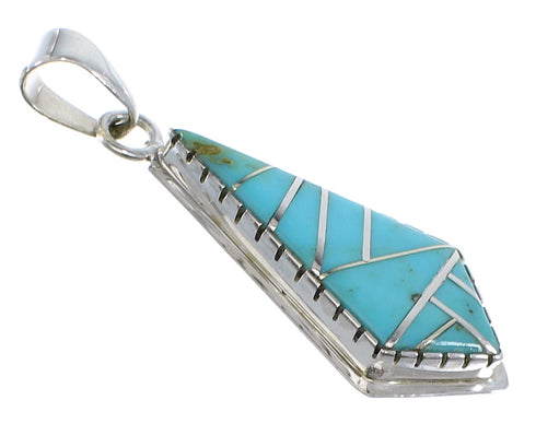 Authentic Sterling Silver And Turquoise Inlay Jewelry Pendant AX48357