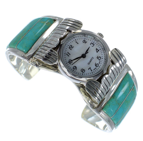 Southwest Genuine Sterling Silver Turquoise Cuff Watch CX48621