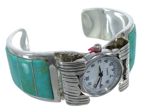 Southwest Genuine Sterling Silver Turquoise Cuff Watch CX48621