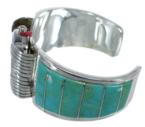 Southwest Genuine Sterling Silver Turquoise Cuff Watch CX48621
