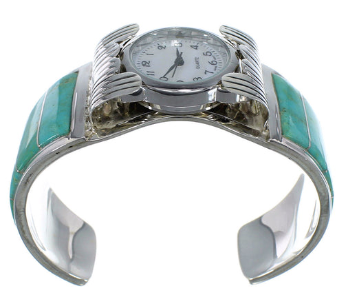 Southwest Genuine Sterling Silver Turquoise Cuff Watch CX48621