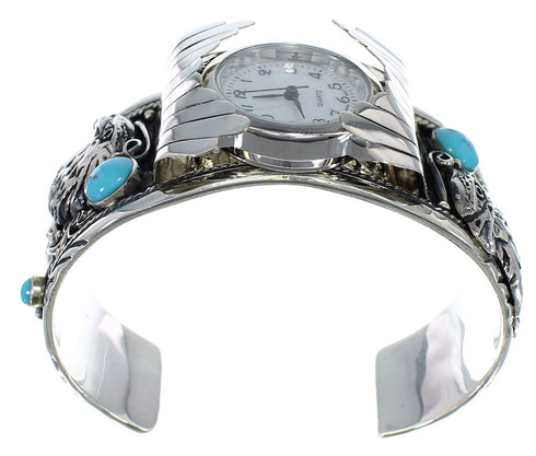 Turquoise Sterling Silver Southwest Eagle Cuff Watch CX48272