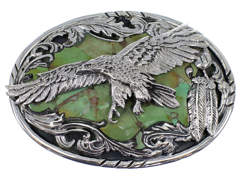 Turquoise Genuine Sterling Silver Eagle Belt Buckle EX48444