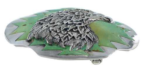 Turquoise Sterling Silver Southwest Eagle Belt Buckle EX48457