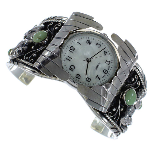Turquoise Southwest Bear Sterling Silver Cuff Watch CX48708