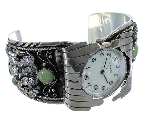 Turquoise Southwest Bear Sterling Silver Cuff Watch CX48708