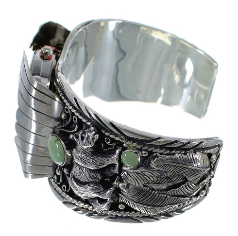 Turquoise Southwest Bear Sterling Silver Cuff Watch CX48708