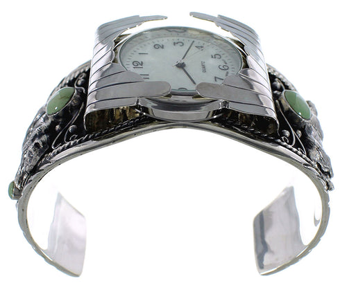Turquoise Southwest Bear Sterling Silver Cuff Watch CX48708
