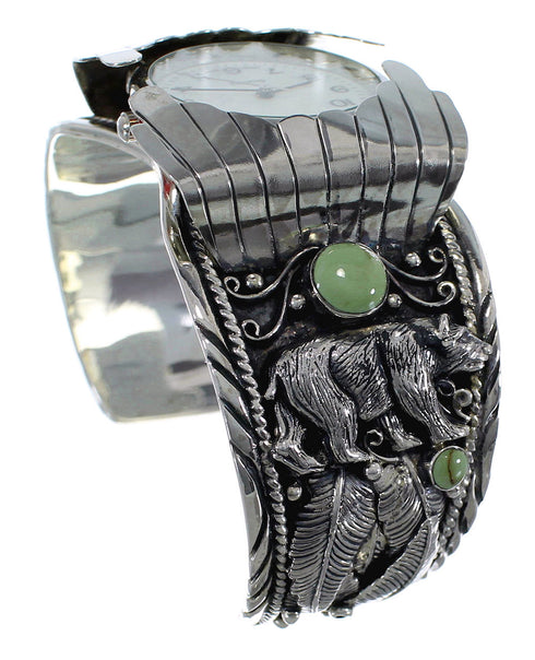 Turquoise Southwest Bear Sterling Silver Cuff Watch CX48708