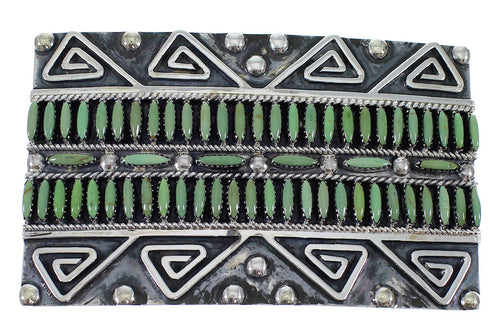 Turquoise Needlepoint Southwest Water Wave Silver Belt Buckle EX48762