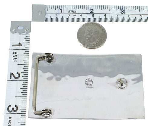 Southwest Turquoise Needlepoint Water Wave Silver Belt Buckle EX48763