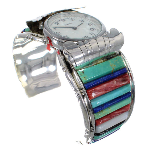 Southwest Multicolor Authentic Sterling Silver Cuff Watch CX48822