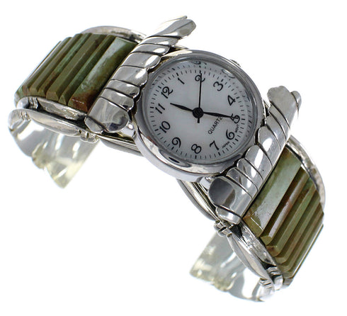 Turquoise Inlay Southwest Genuine Sterling Silver Cuff Watch CX48852