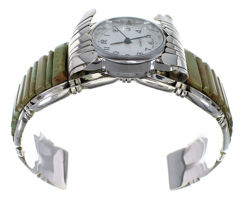 Turquoise Inlay Southwest Genuine Sterling Silver Cuff Watch CX48852