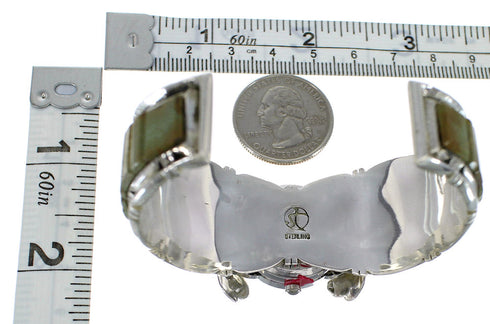 Turquoise Inlay Southwest Genuine Sterling Silver Cuff Watch CX48852