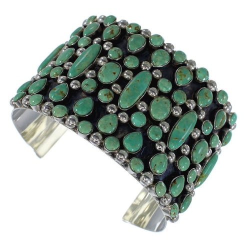 Turquoise Southwest Authentic Sterling Silver Sturdy Cuff Bracelet CX48996