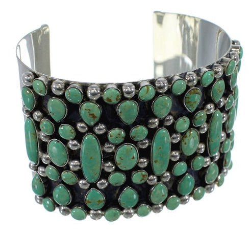 Turquoise Southwest Authentic Sterling Silver Sturdy Cuff Bracelet CX48996