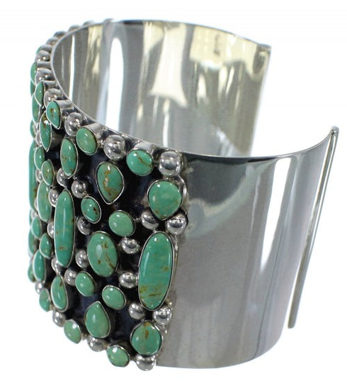 Turquoise Southwest Authentic Sterling Silver Sturdy Cuff Bracelet CX48996