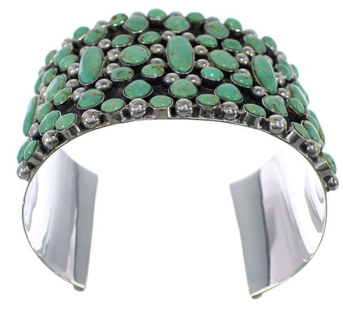 Turquoise Southwest Authentic Sterling Silver Sturdy Cuff Bracelet CX48996