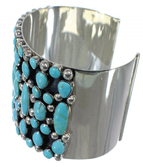 Authentic Sterling Silver Southwestern Turquoise Sturdy Cuff Bracelet CX49039