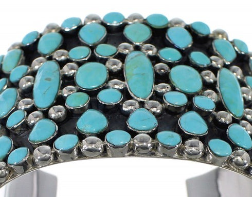 Authentic Sterling Silver Southwestern Turquoise Sturdy Cuff Bracelet CX49039