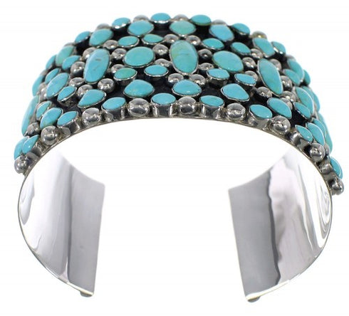 Authentic Sterling Silver Southwestern Turquoise Sturdy Cuff Bracelet CX49039
