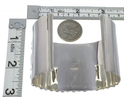 Authentic Sterling Silver Southwestern Turquoise Sturdy Cuff Bracelet CX49039