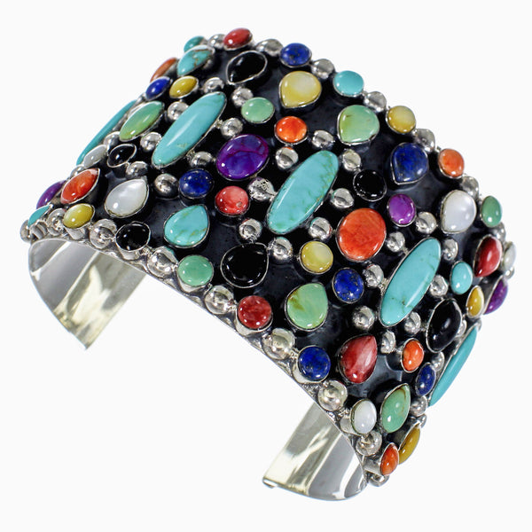 Multicolor Southwestern Genuine Sterling Silver Cuff Bracelet CX49050