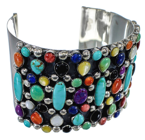 Multicolor Southwestern Genuine Sterling Silver Cuff Bracelet CX49050