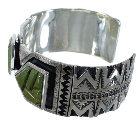 Sterling Silver Turquoise Inlay Southwest Cuff Bracelet CX49132