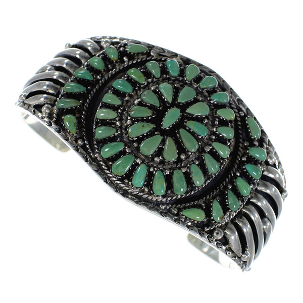 Southwest Turquoise Genuine Sterling Silver Cuff Bracelet CX49378