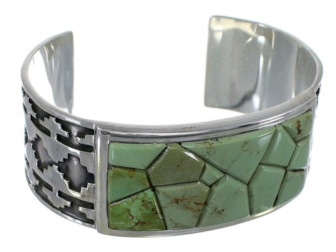 Genuine Sterling Silver Turquoise Substantial Cuff Bracelet CX49253