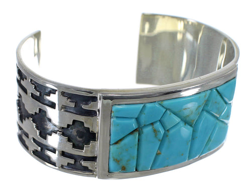 Sterling Silver Turquoise Southwest Well-Built Cuff Bracelet CX49275