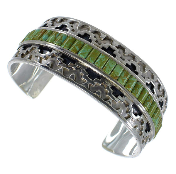 Turquoise Southwest Sterling Silver Heavy Cuff Bracelet CX49287