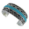 Southwest Sterling Silver Turquoise Inlay Heavy Cuff Bracelet CX49292